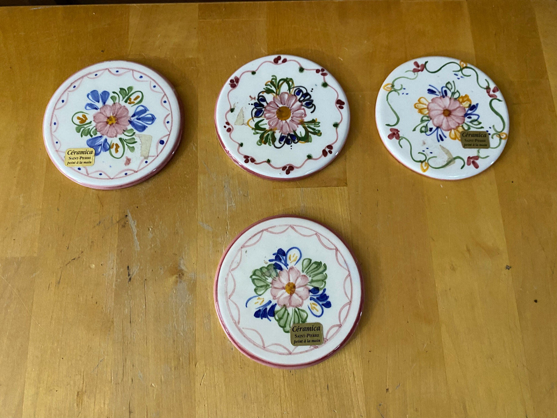 Series 4 coasters saint pierre coloured ceramic mid-century #e