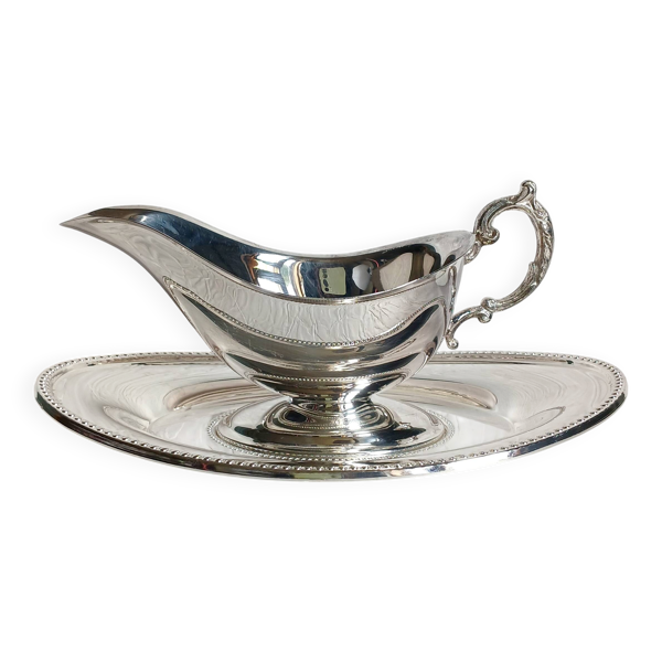 Saucière & son plateau en métal argenté ''MR Silver Plated'' made in England