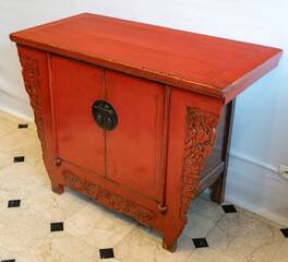 Antique Chinese red lacquer sideboard