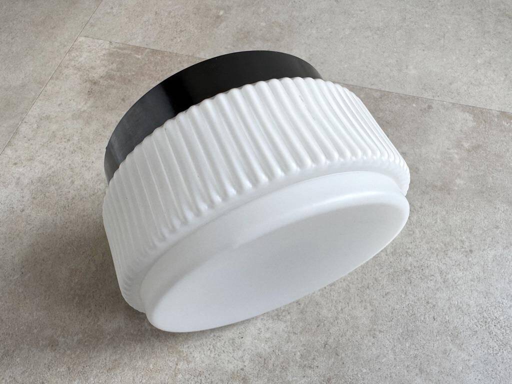 Round vintage ribbed glass ceiling lamp