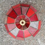 Faceted ball suspension in mother-of-pearl and vintage brass