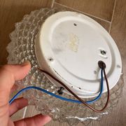 Ceiling light or wall light in moulded glass with diamond point - mid 20th century