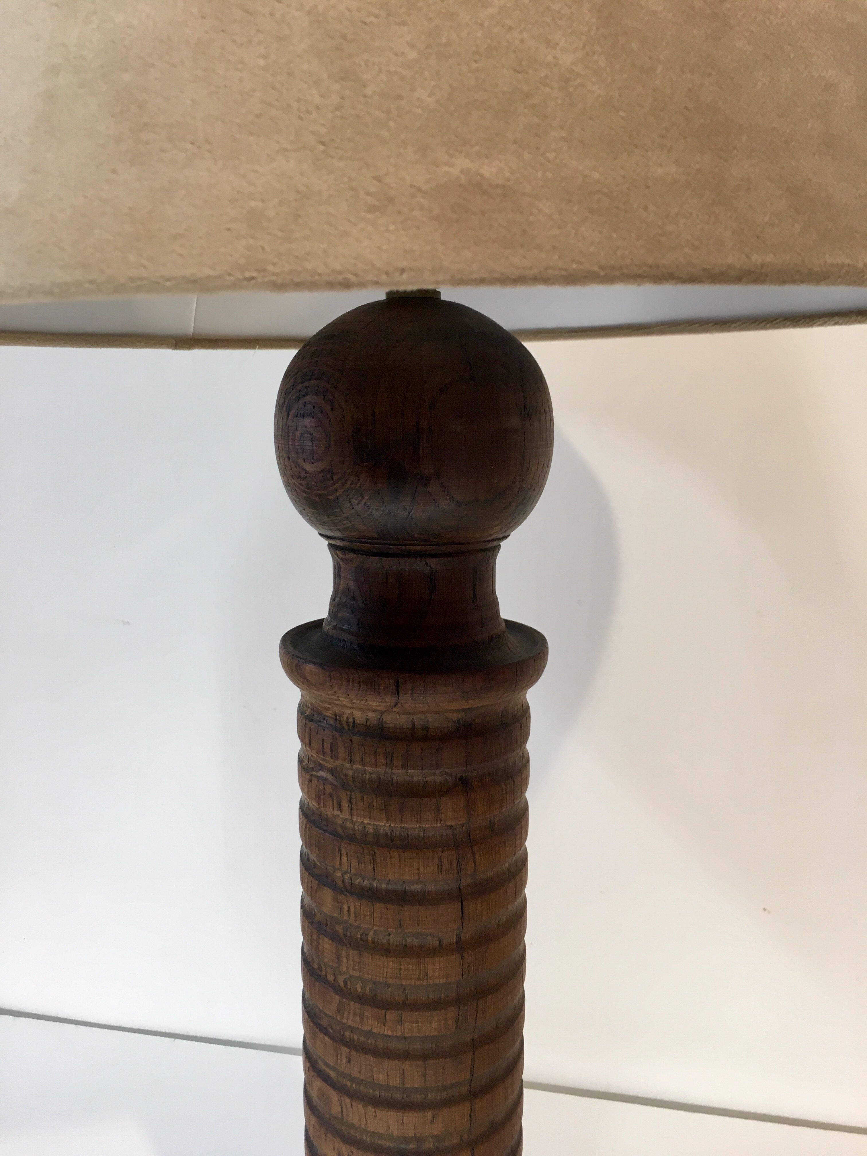 Vintage lamp feet in solid oak turned