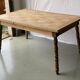 Vintage extendable dining table renovated in marquetry and raw wood