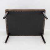 1970 Svend Skipper High Back Armchair and Stool in Brown Leather, Denmark