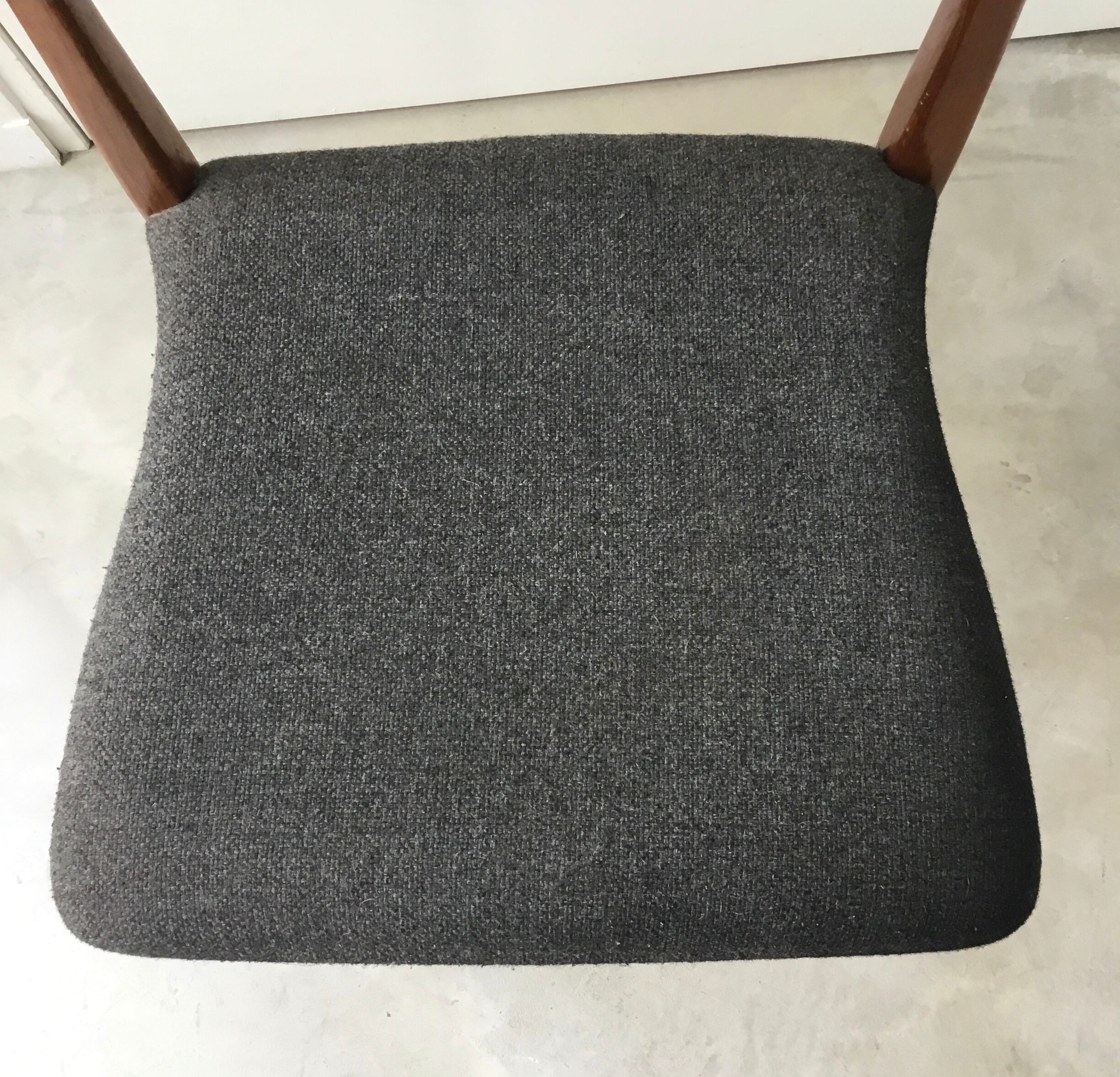 Scandinavian chair teak grey fabric 1960