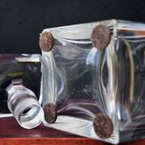 Carafe à whisky carrée vintage du milieu du siècle en cristal au plomb