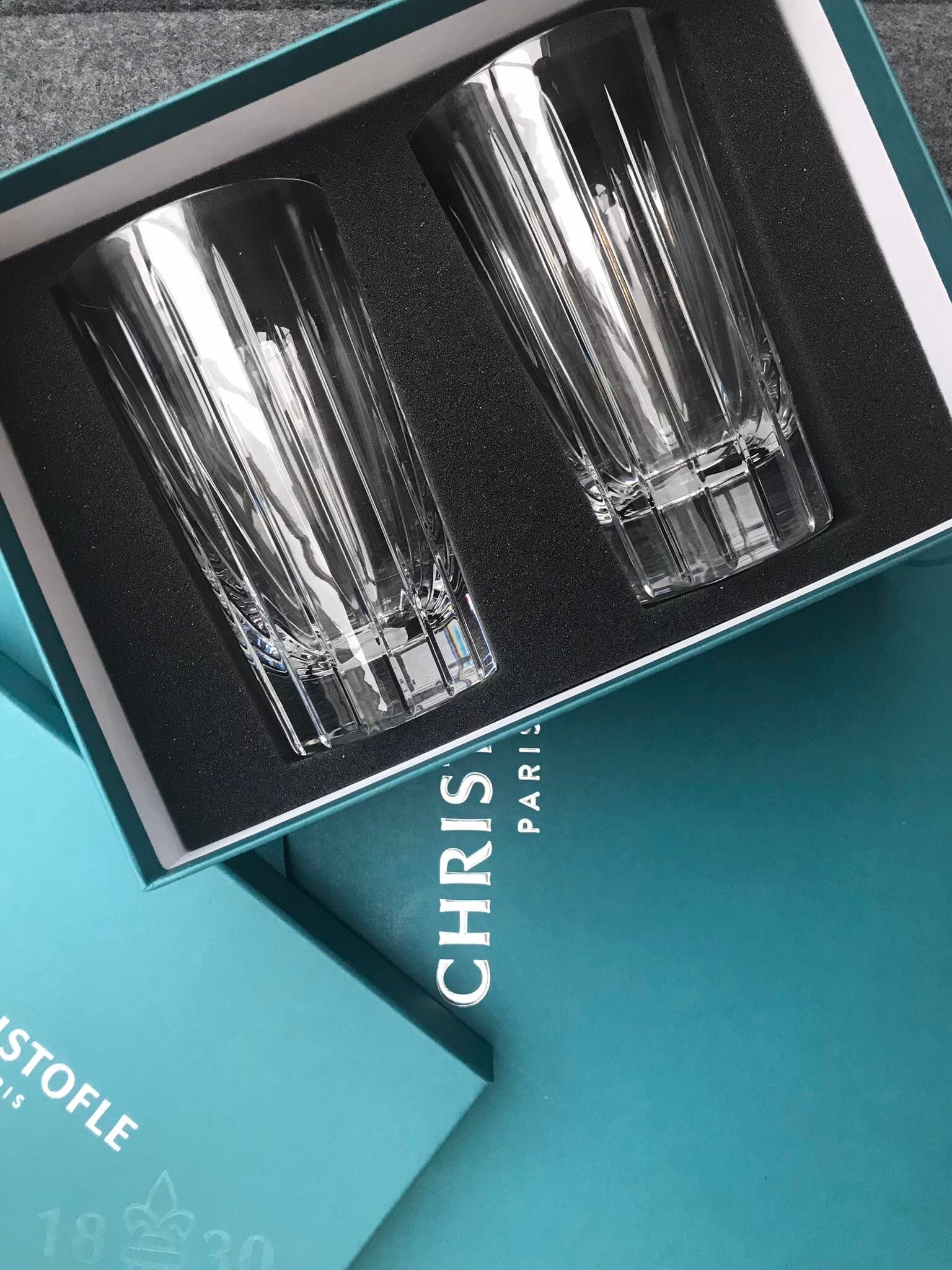 2 Christofle crystal glasses