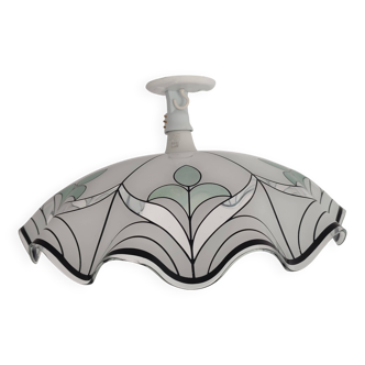 80s glass chandelier pendant light