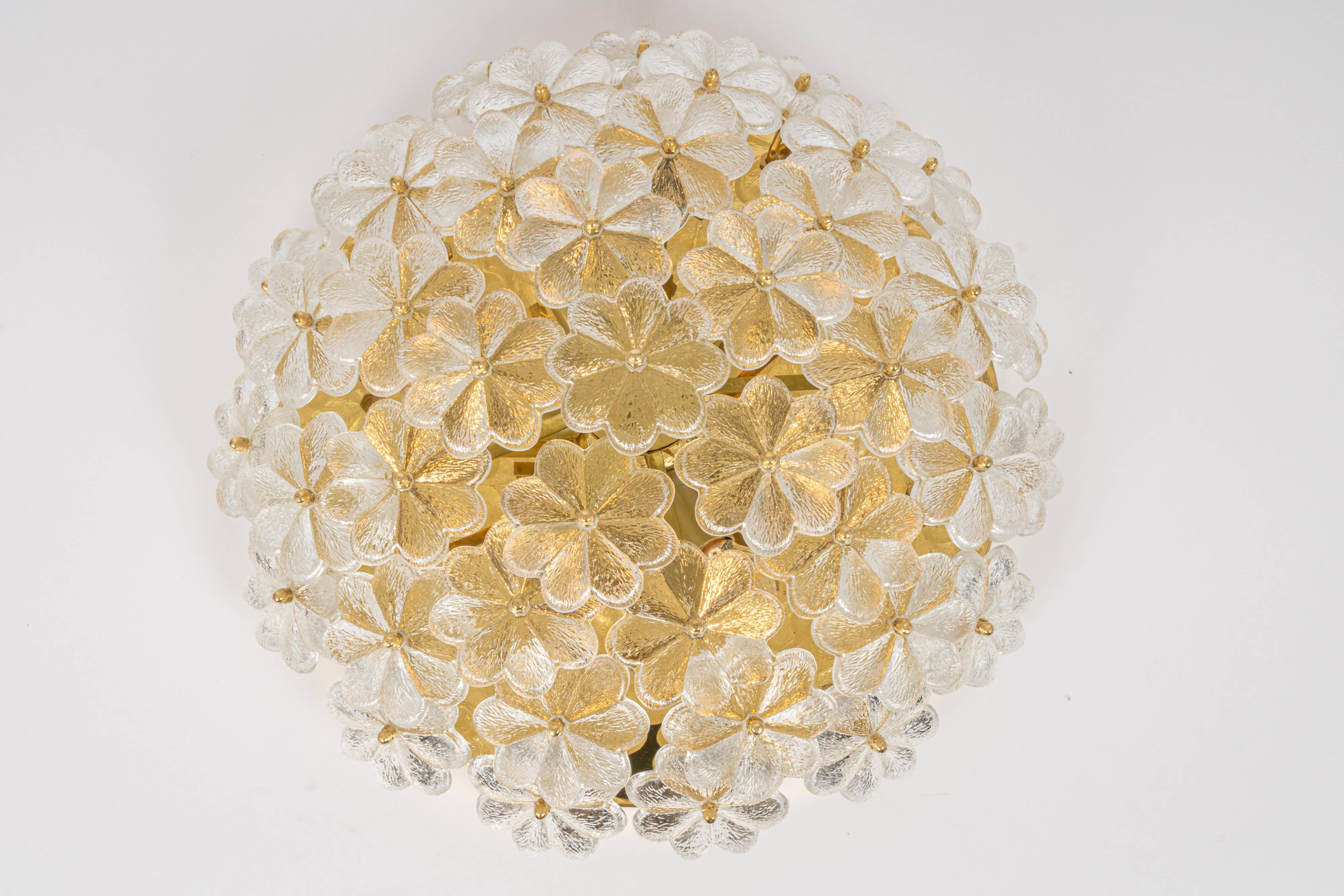 plafonnier fleur en verre Murano par Ernst Palme, Allemagne, années 1970