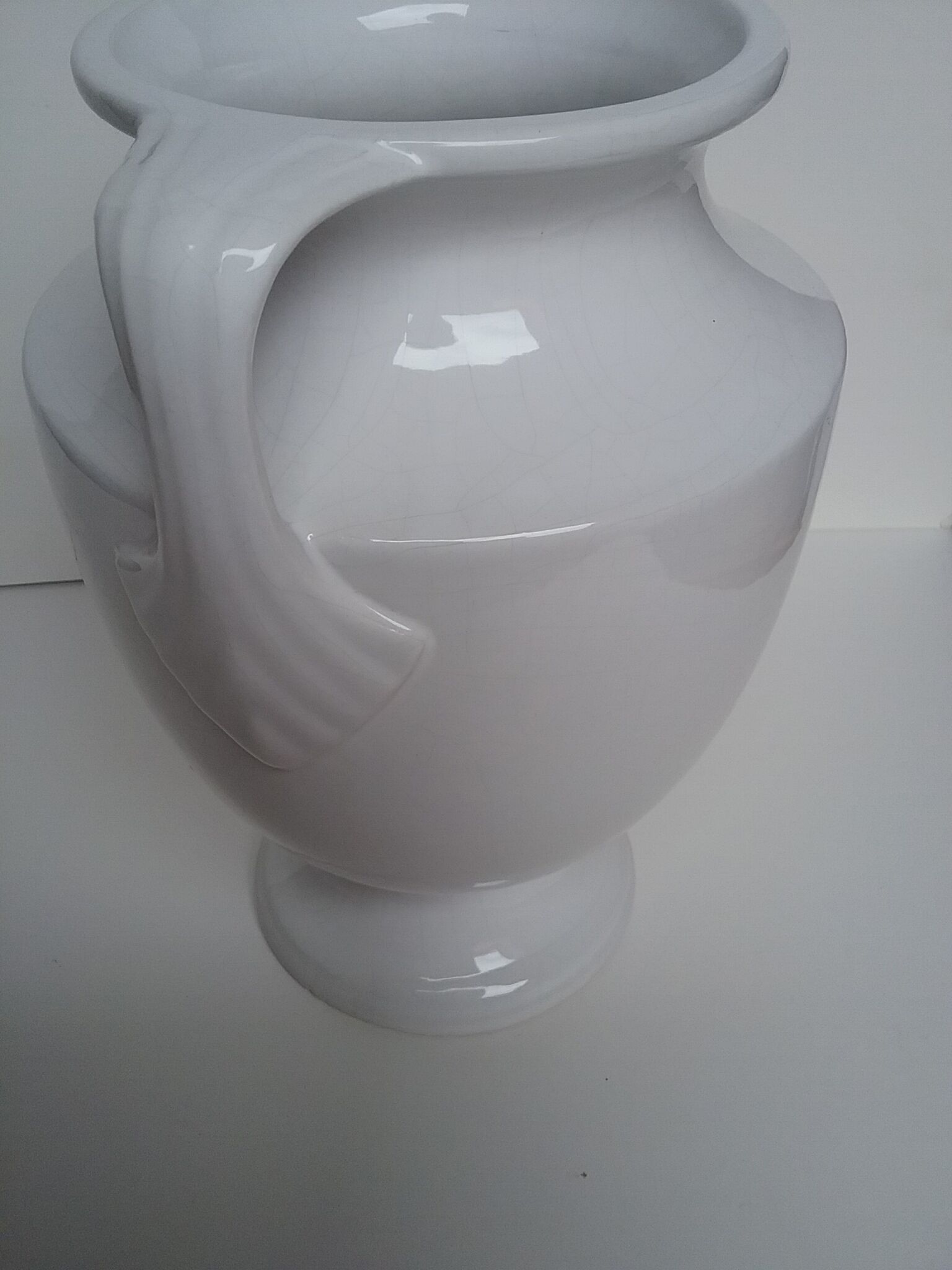 Cracked white ceramic vase