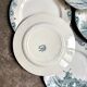6 flat plates No. 1 Salins in iron earth, "Delft" service