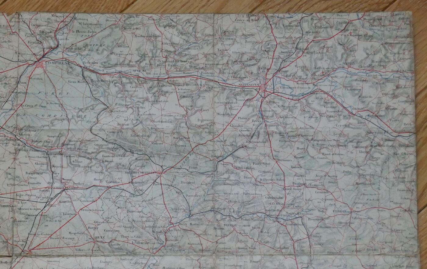 Old map of Paris, Beauvais, Soissons, Montmirail