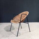 Mid-Century Modern Rattan Armchairs, France, 1950s, Set of 2
