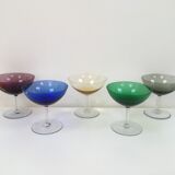 Suite of 5 Italian champagne glasses 1960