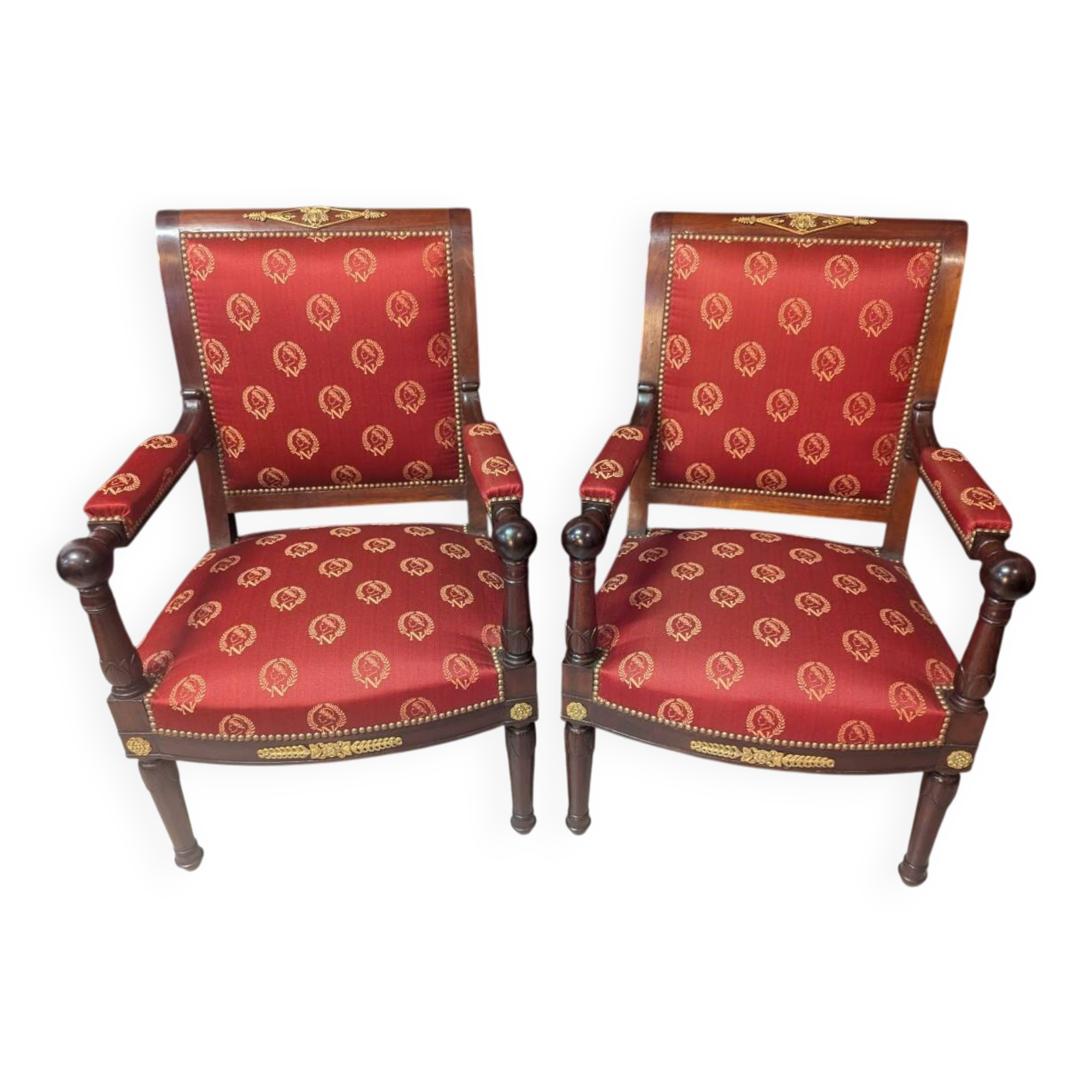 Pair of Empire armchairs in mahogany