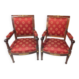 Pair of Empire armchairs in mahogany