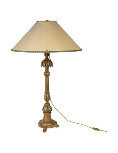 Carved wooden lamp, old candle holder, 19th century, Napoleon III period.