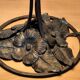 Wrought iron lamp - Art Nouveau lamp, black metal, plant decoration.