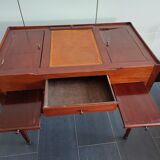 Dressing table with mirror and leather covering