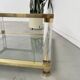 Table basse lucite, laiton et verre années 70