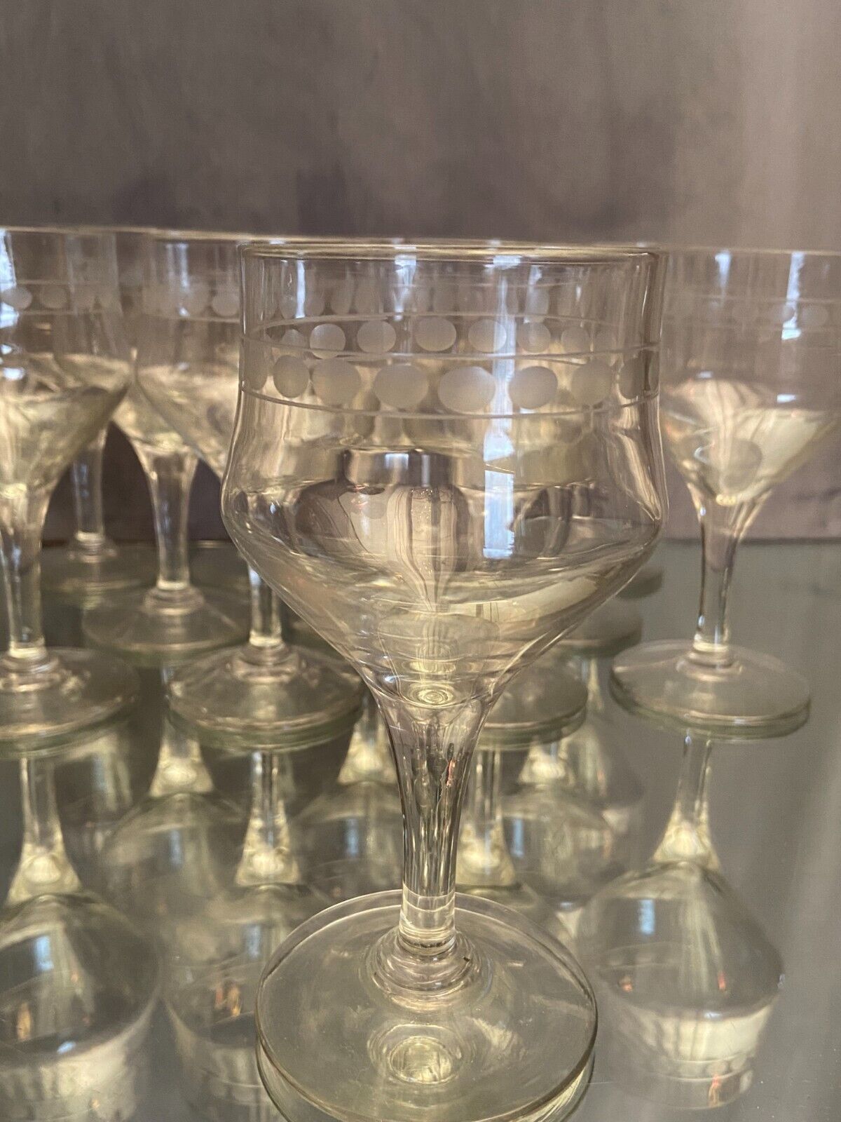 Suite of 12 glasses with feet in cut glass mid-twentieth century