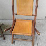 Vintage leather folding safari chairs