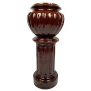 Complete in brown-toned enamelled ceramic, planter on its column