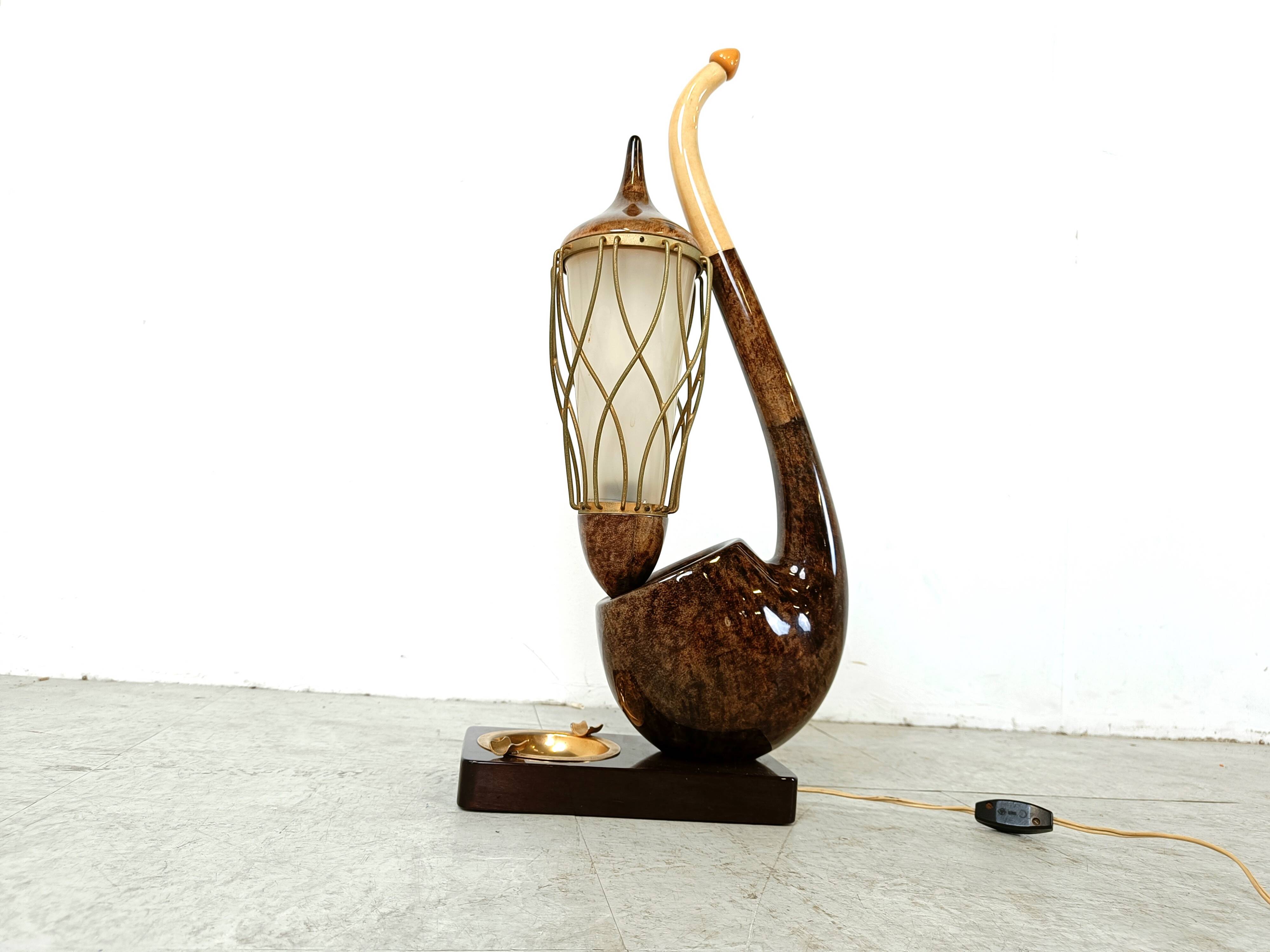 Vintage pipe table lamp by Aldo Tura, 1960s