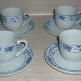 4 cups and sub-cups ceramic white and blue