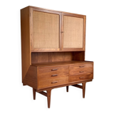 Scandinavian teak and rattan sideboard