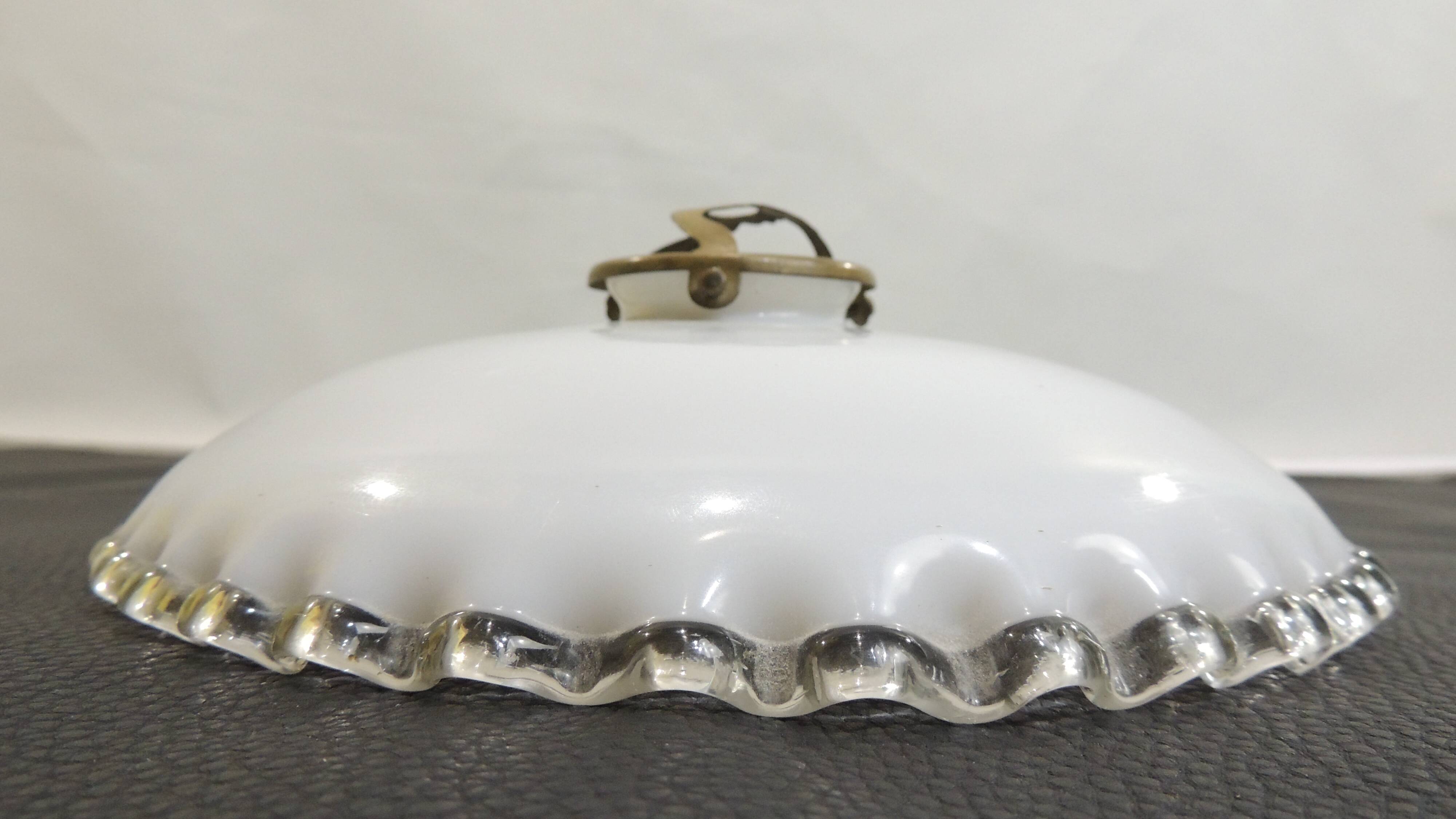 Vintage white opaline ceiling light Ø25 cm – retro lampshade with claw