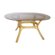 Table rattan and smoked glass 70s