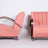 2 fauteuils art déco rose tchéquie des années 1930