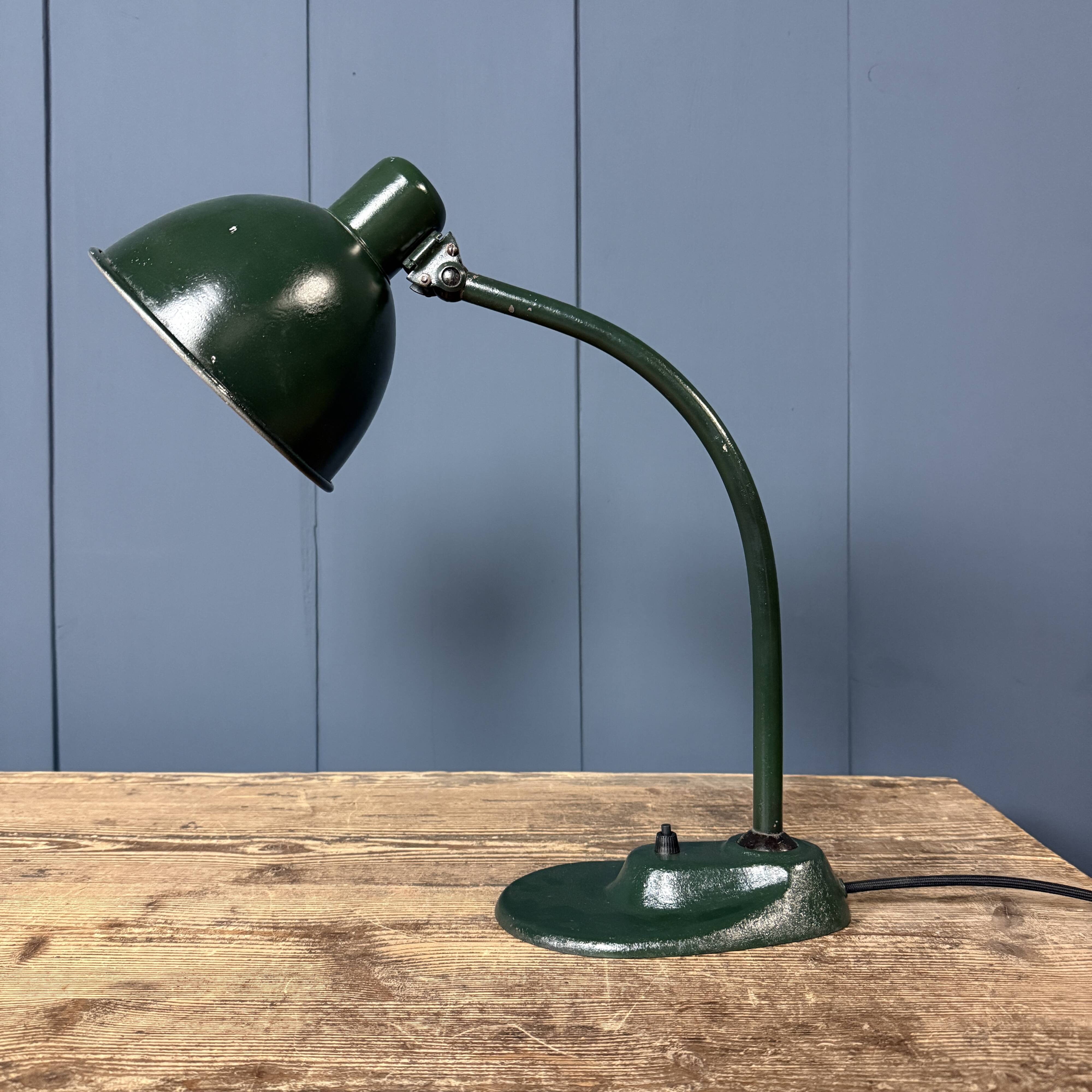 Dark green Bauhaus desk lamp