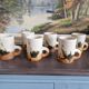 Set of 6 mugs in stoneware workshop of the dove 50s
