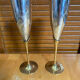 Paire Flûte Champagne Métal Chromé + Doré Vintage #E368