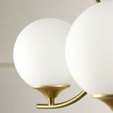 Mid century italian brass and opaline chandelier
