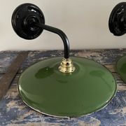 Pair of vintage wall lamps enamelled sheet metal