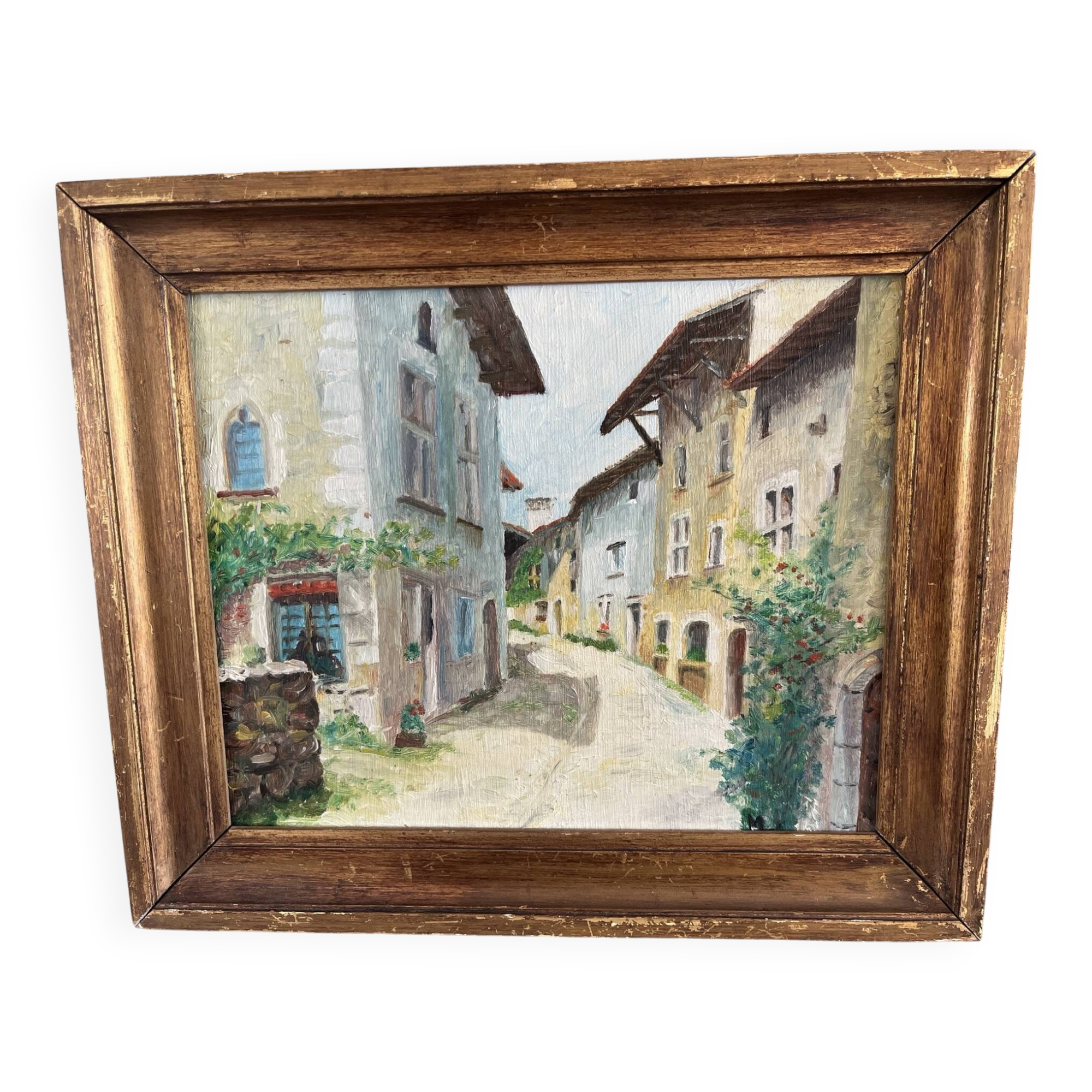 Huile sur bois village provençal