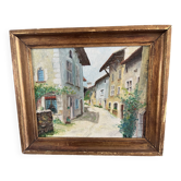 Oil on wood Provençal village