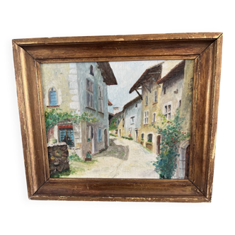 Oil on wood Provençal village