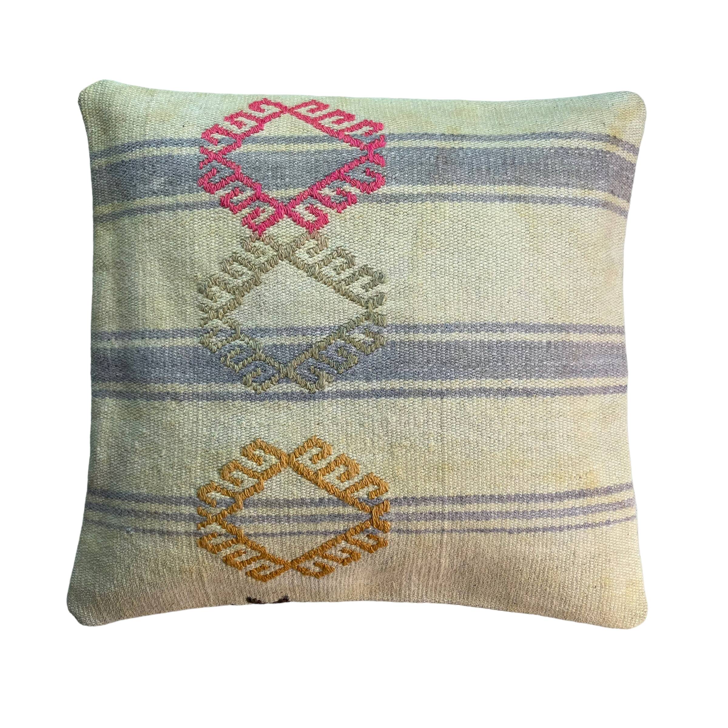 Vintage turkish kilim cushion cover , 40 x 40 cm