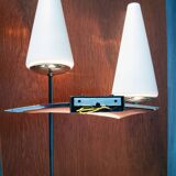 50s wall light, opaline, teak and brass