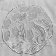 Glass Serving Dish Decorated with Art Deco Tulips