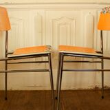 Pair of orange Formica "Tublac" chairs