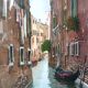 Watercolor depicting a glimpse of a canal in Venice or Chioggia signed
