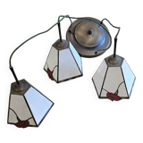 3 light chandelier with glass shades / Art Deco