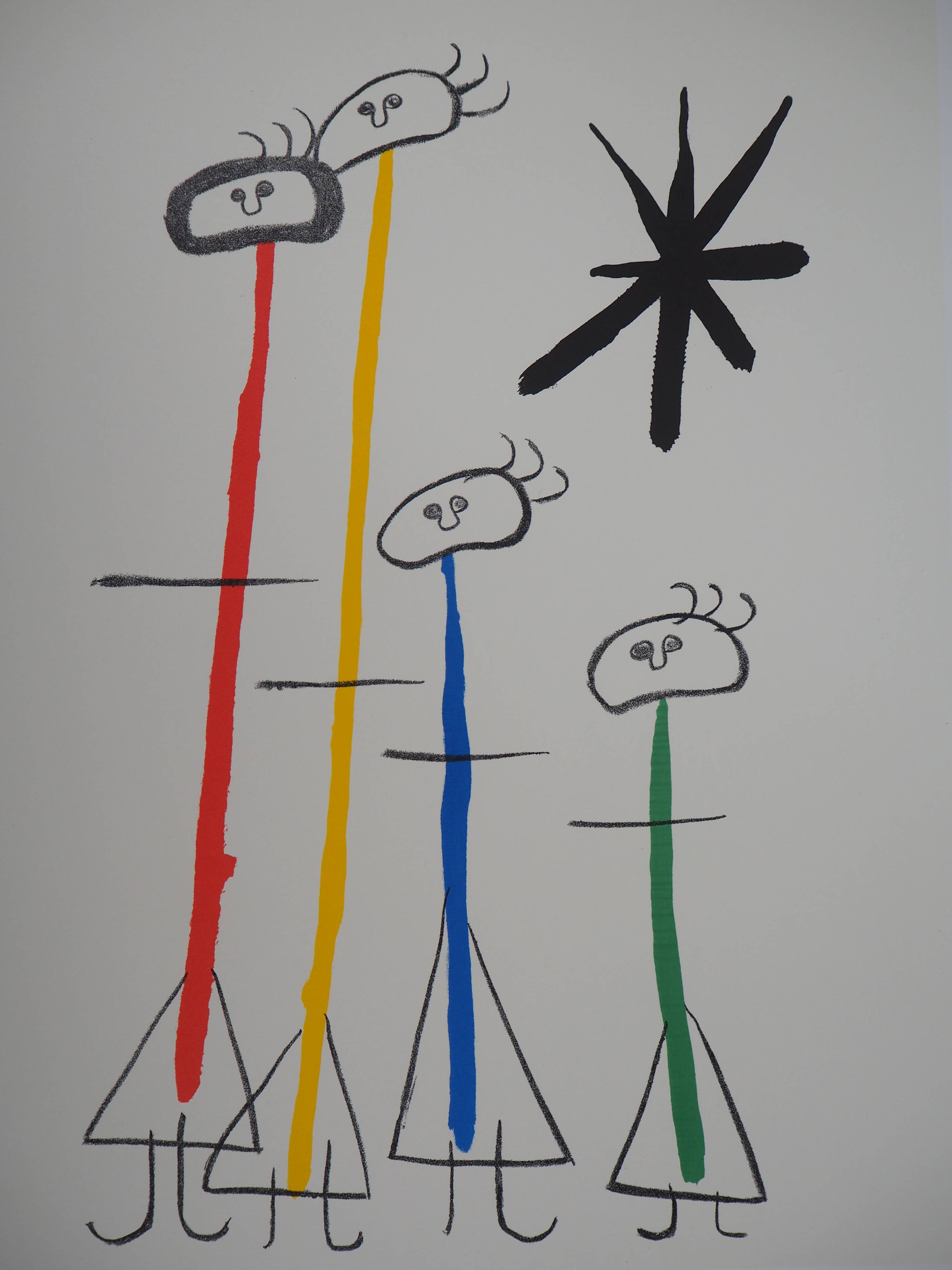 Joan MIRO: Surrealist family with the star, signed lithograph
