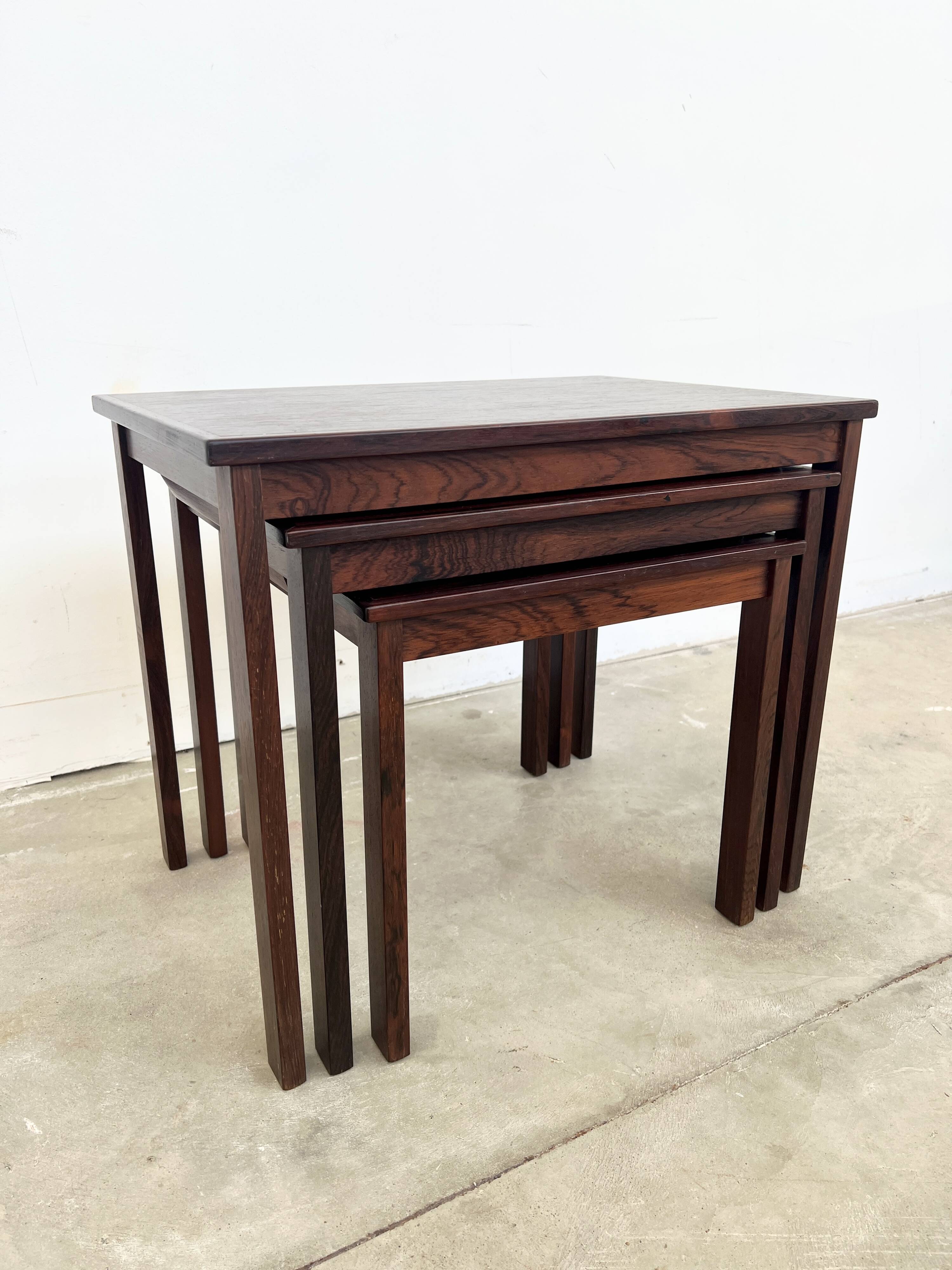 Nest of tables in rosewood, Denmark, 1960s.